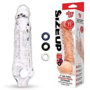 Size Up 1 Inch See-Thru Stretch Penis Extender - Clear 2.5 cm (1'') Penis Extension Sleeve