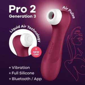 Satisfyer Pro 2 Generation 3 with App Control - Wine Red - Wine Red Touch-Free USB-C Rechargeable Clitoral Stimulator