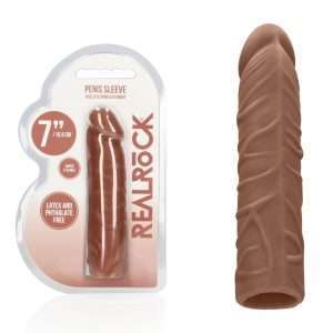 REALROCK 7'' Penis Extender - Tan - Tan 17.8 cm Penis Extension Sleeve