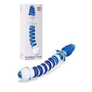 Adam & Eve Twisted Love Glass Dildo - Clear/Blue 24 cm (9.5'') Double Ended Glass Dong