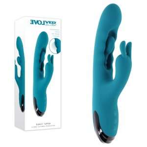 Evolved BUNNY TAPPER - Blue 20 cm USB Rechargeable Rabbit Vibrator with Flicking Shaft