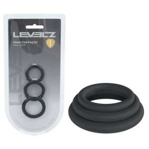 LEVELZ Classic Silicone Cock Ring Set - XS/S/M - Black Cock Rings - Set of 3 Sizes
