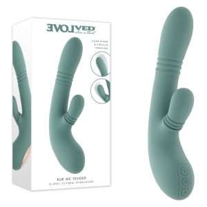 Evolved RUB ME TENDER - Green USB Rechargeable Gyrating & Thrusting Rabbit Vibrator