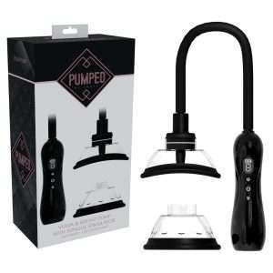 PUMPED Vulva & Breast Pump with Tongue Stimulator - Black - Black USB Rechargeable Ladies Pump Set