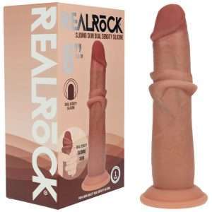 REALROCK Dual Density 8'' Sliding Skin Silicone Dildo - Tan - Tan 20.5 cm Sliding Skin Dildo